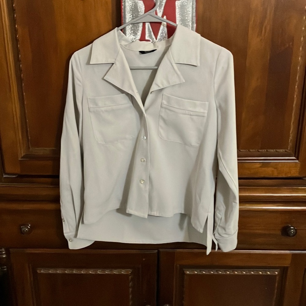 Brass Clothing Get Down Button Down in Light Gray, XS